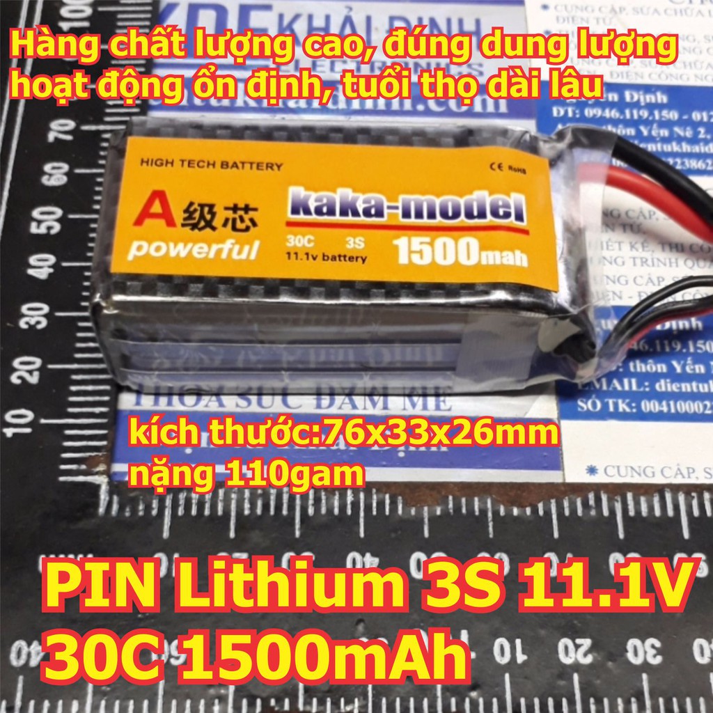 PIN lithium PIN RC 3S 11.1V 30C 1500mAh kde5480