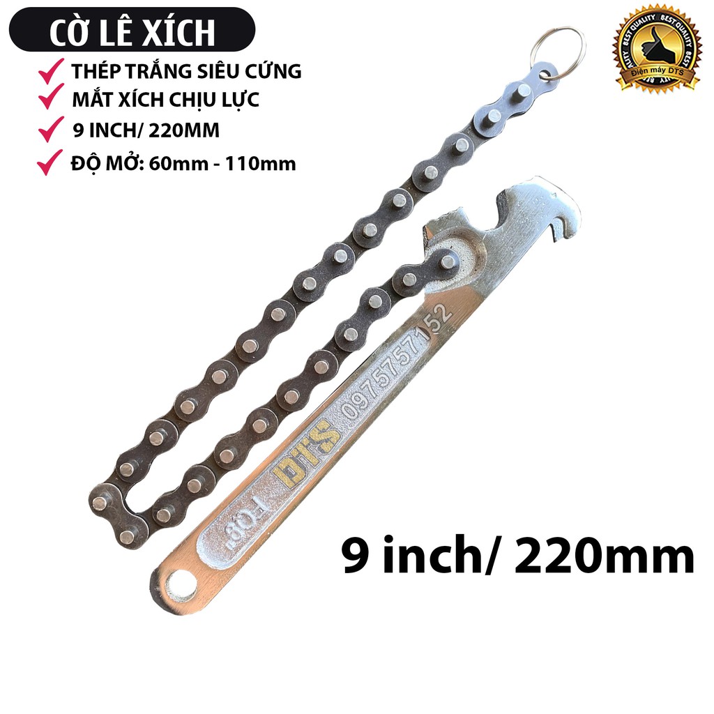 Cờ lê xích thép trắng 12 inch, 9 inch, mỏ lết xích siêu cứng, cờ lê răng cưa mở nắp lọc dầu nhớt, vam tháo cốc lọc dầu