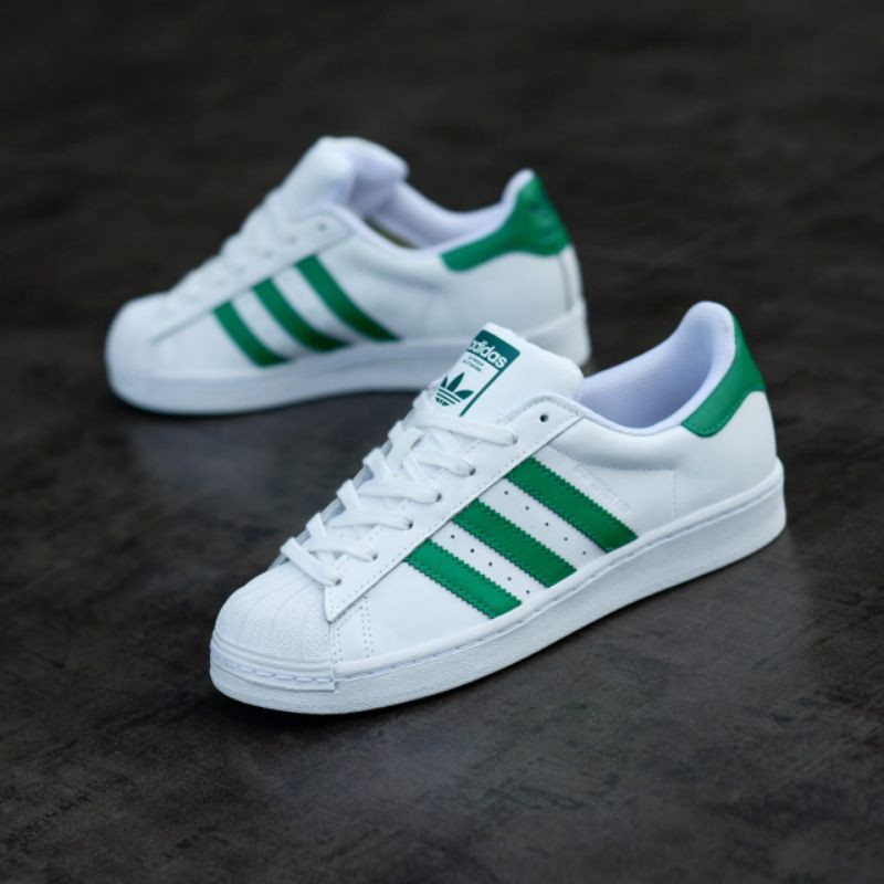 Giày Thể Thao Adidas Superstar J Màu Trắng / Xanh Lá