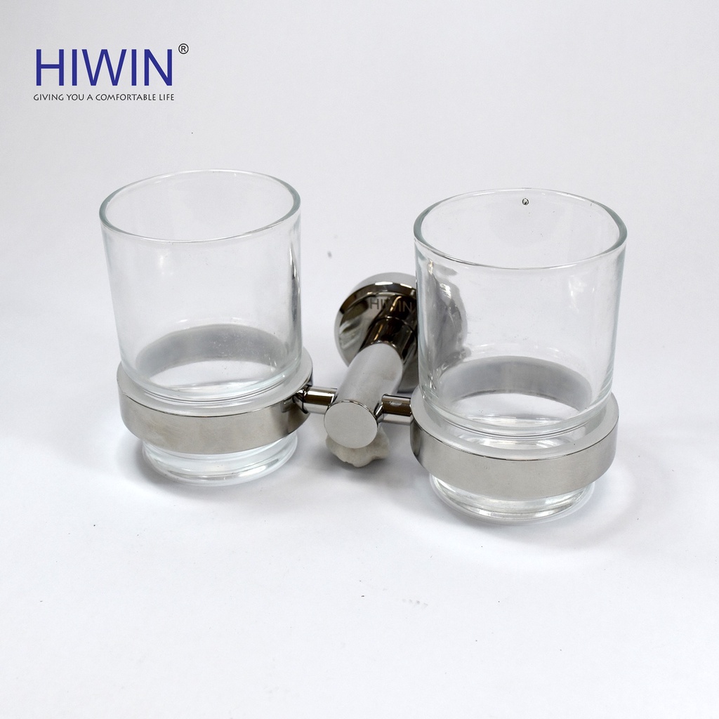 Kệ cốc đôi inox 304 mặt gương Hiwin Y-532 kích thước 180x80x50mm