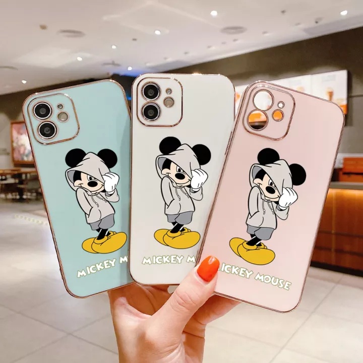 Ốp điện thoại QIANZI mềm kiểu chuột Mickey thích hợp cho iPhone 11 pro max 12 pro max i12 pro i11 pro se3 2022 12mini