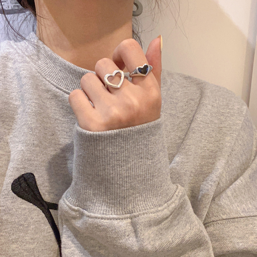 【sweet】woman fashion retro hollow Love opening adjustable Stacking finger index Ring