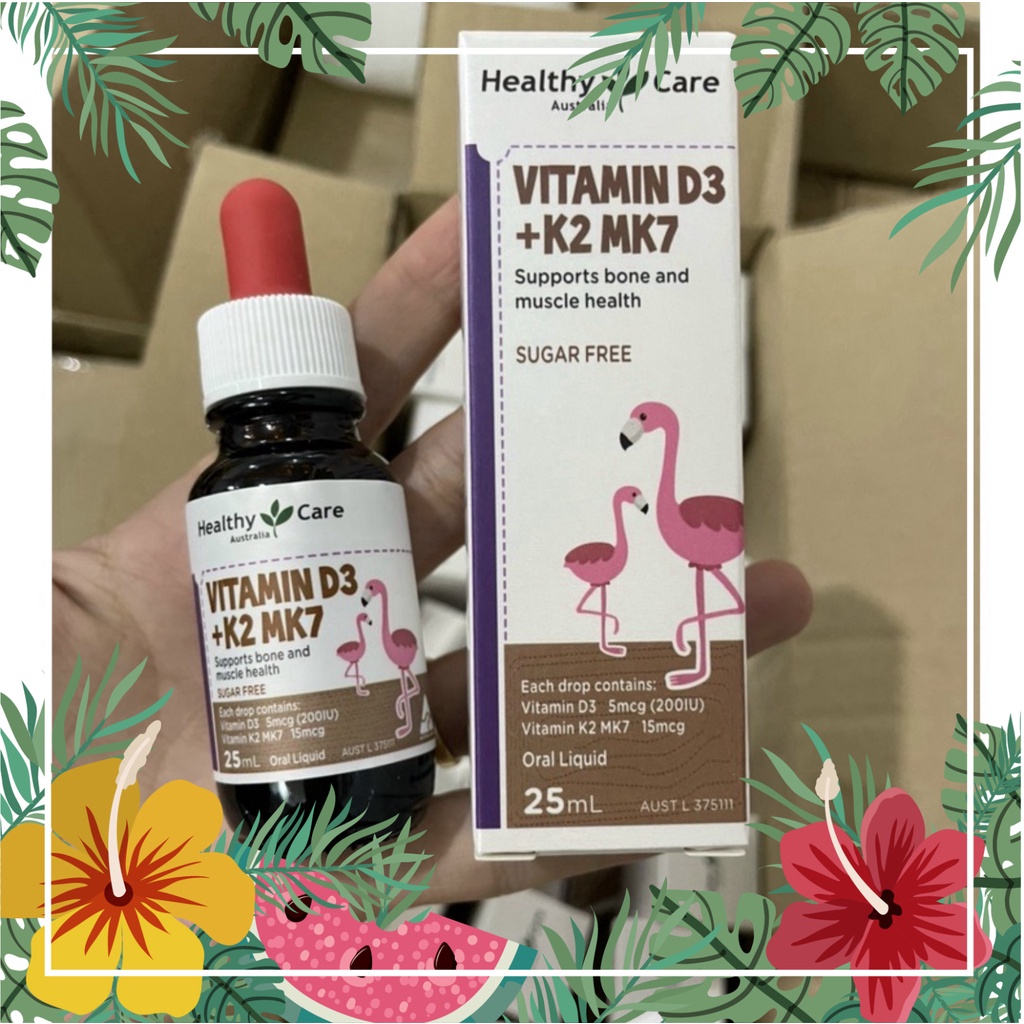 Vitamin D3 + K2 MK7 Healthy Care, Úc, Lọ 25ml (D3K2 HealthyCare)