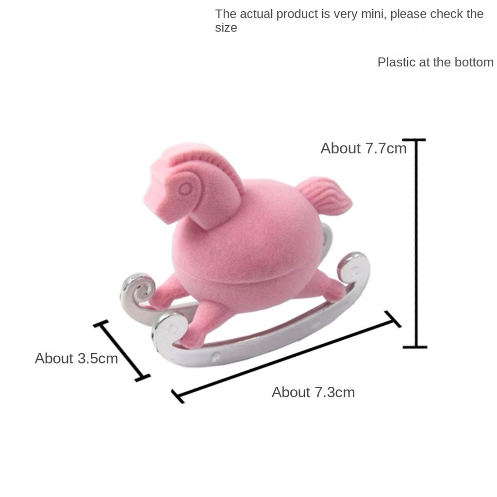 Hộp Đựng Trang Sức Hình Ngựa Con Bằng Nhung Dễ Thương Xinh Xắn