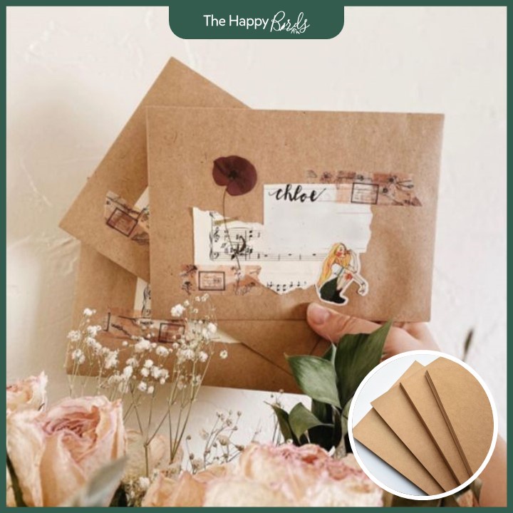 Bìa giấy kraft nâu A4 làm thiệp sinh nhật quà tặng vintage - The Happy Birds