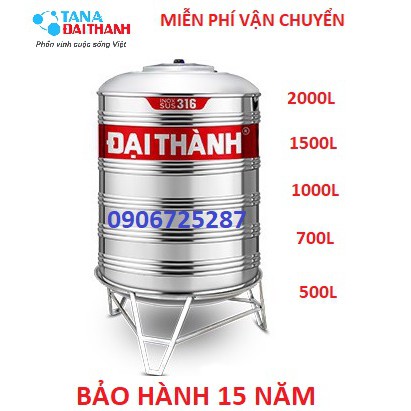 Bồn nước inox316 đứng cao cấp  Đại Thành VIGO, téc nước