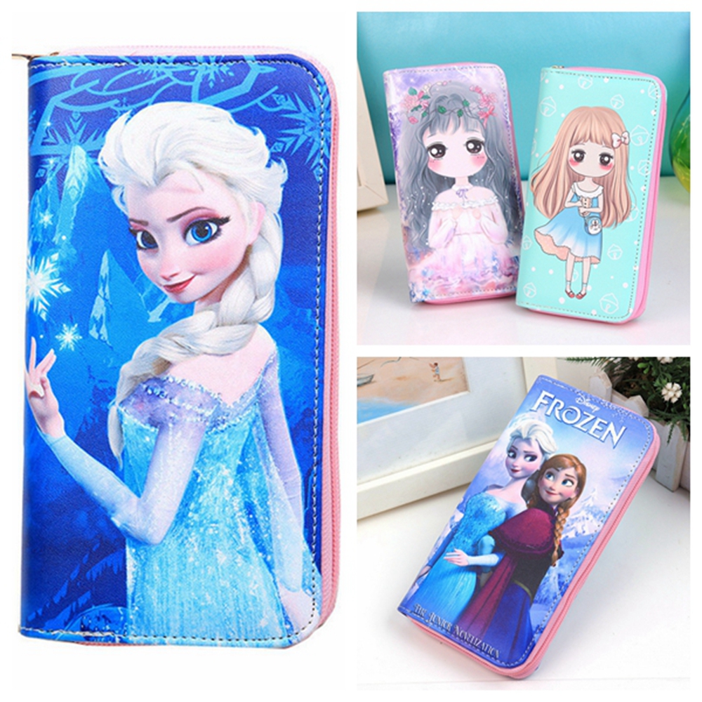 Ví Dài Cầm Tay Có Khóa Kéo In Hoạt Hình Frozen Dễ Thương Cho Bé Gái