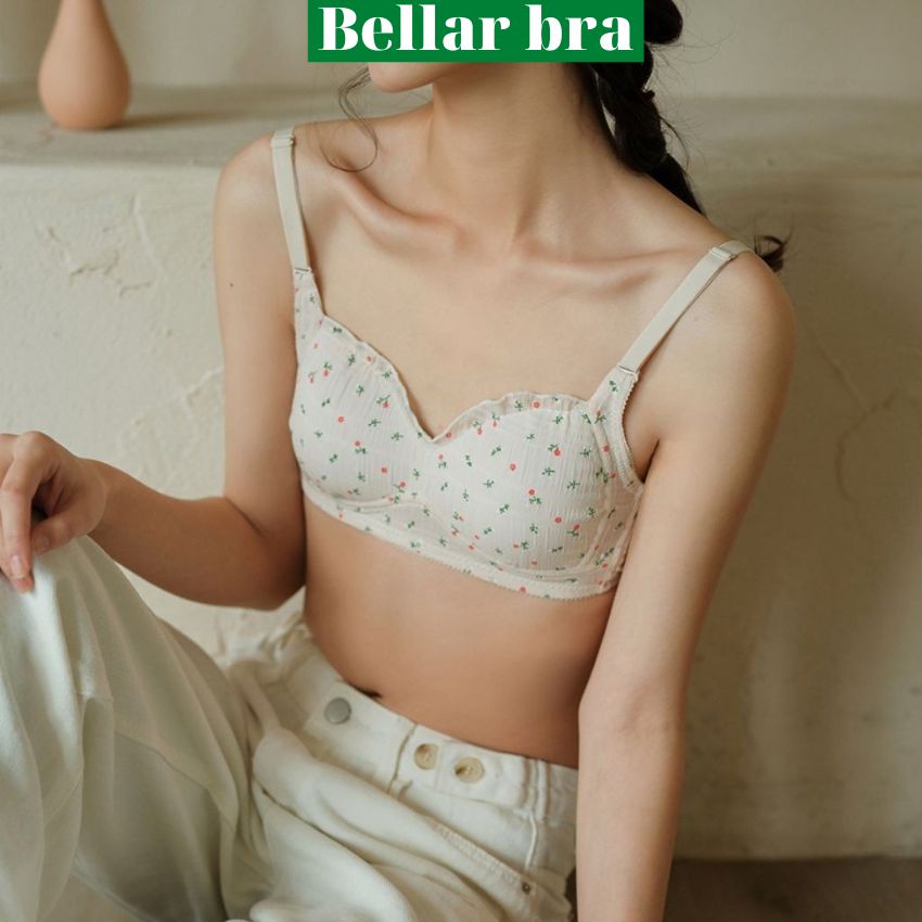 Áo bra nữ không gọng đệm mút mỏng mềm mại thoáng mát, áo ngực nữ viền ren họa tiết dễ thương Bellar_bra A739