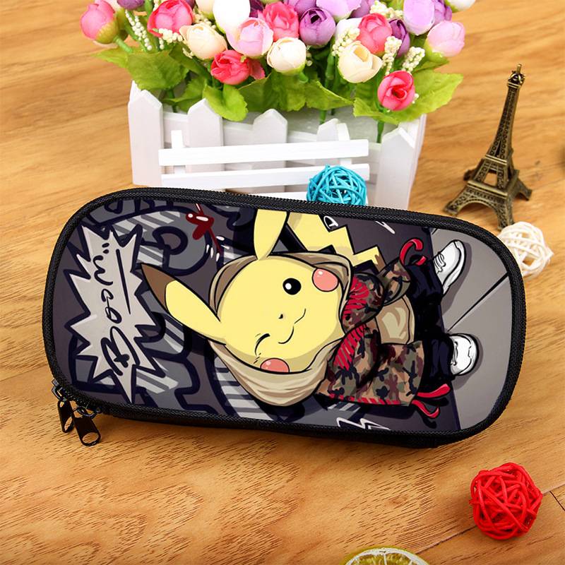 Túi Đựng Bút Chì In Hình Pokemon Pikachu Dung Tích Lớn Cho Bé