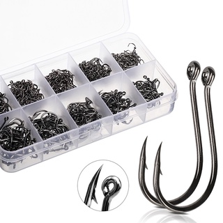 Hộp 600 lưỡi câu bằng thép các bon đầy đủ kích cỡ