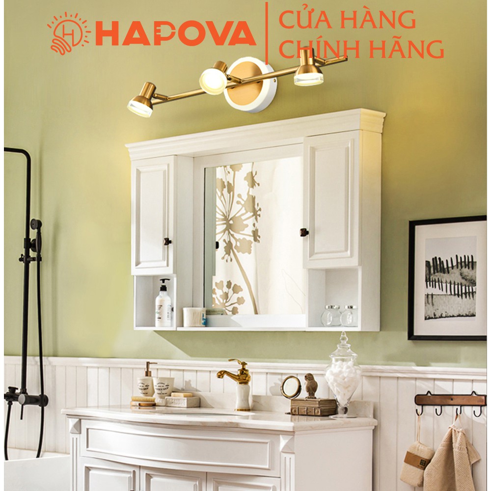 Đèn soi tranh, đèn chiếu tranh 3 quả mạ vàng HAPOVA LAZI 7412/3