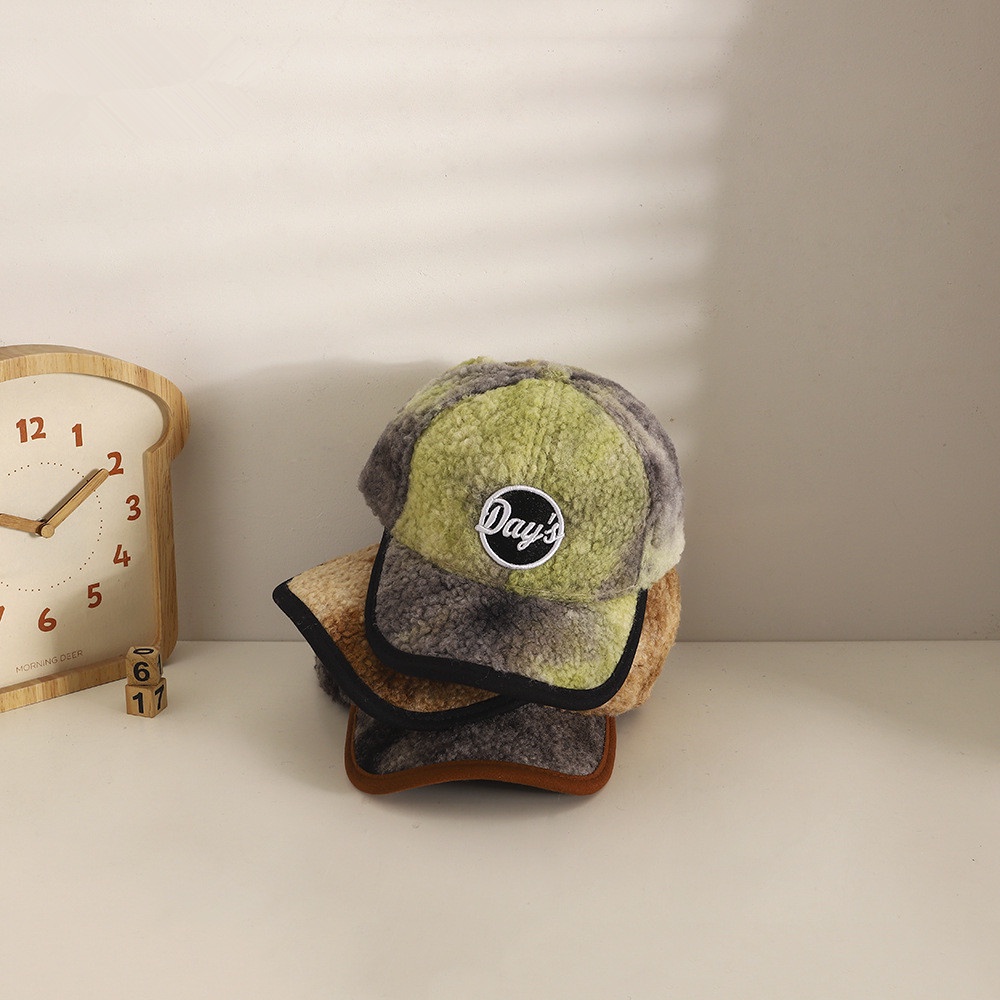 Mũ Lưỡi Trai Vải Lông Nhuộm Màu In Chữ Phong Cách Hàn Quốc Thời Trang Mùa Đông Cho Bé