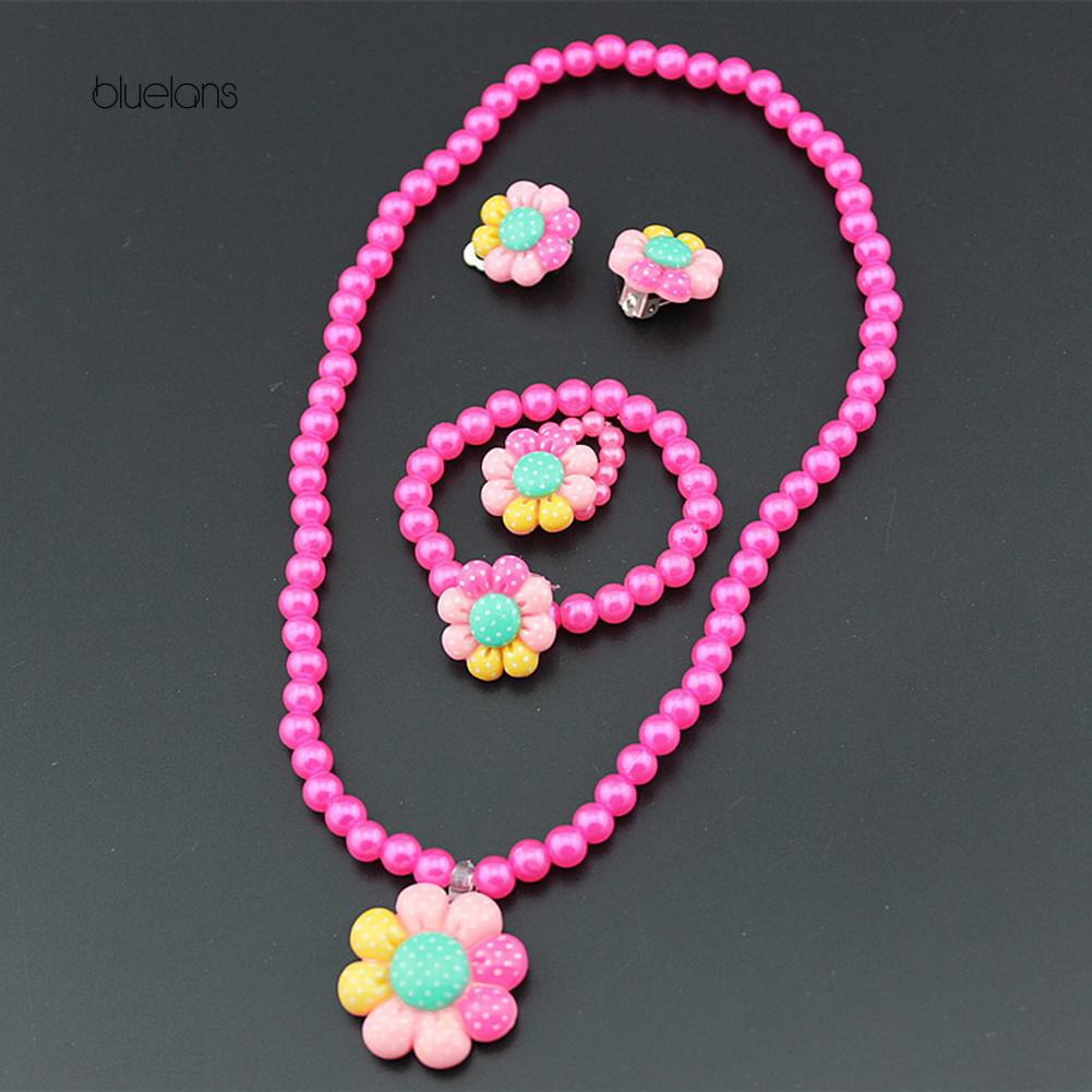 Bộ Trang Sức Họa Tiết Hoa Đính Ngọc Trai Nhân Tạo Đẹp Mắt Cho Nữ