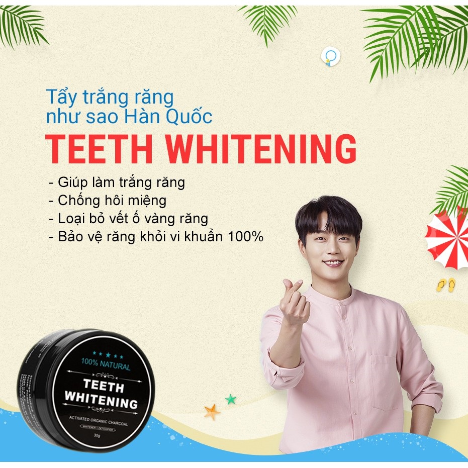Bột Đánh Trắng Răng Than Hoạt Tính TEETH WHITENING  - Cao Cấp