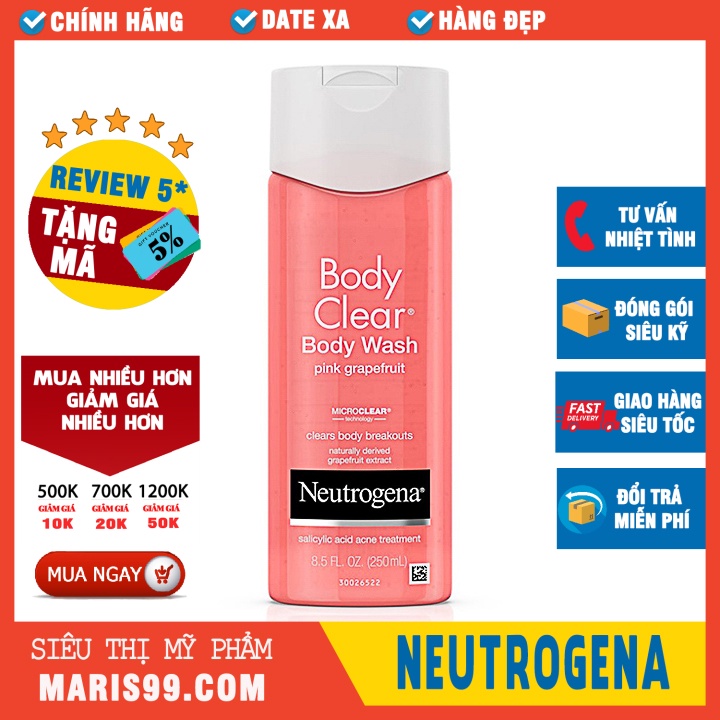 Sữa Tắm Neutrogena Clear Body Wash Pink Grapefruit (250ml)