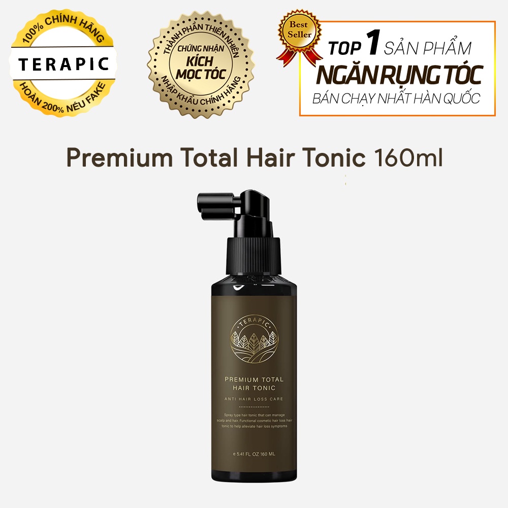 Tinh dầu dưỡng tóc Terapic Premium Total Hair Tonic 160ml, giúp mọc tóc nhanh, giảm rụng tóc