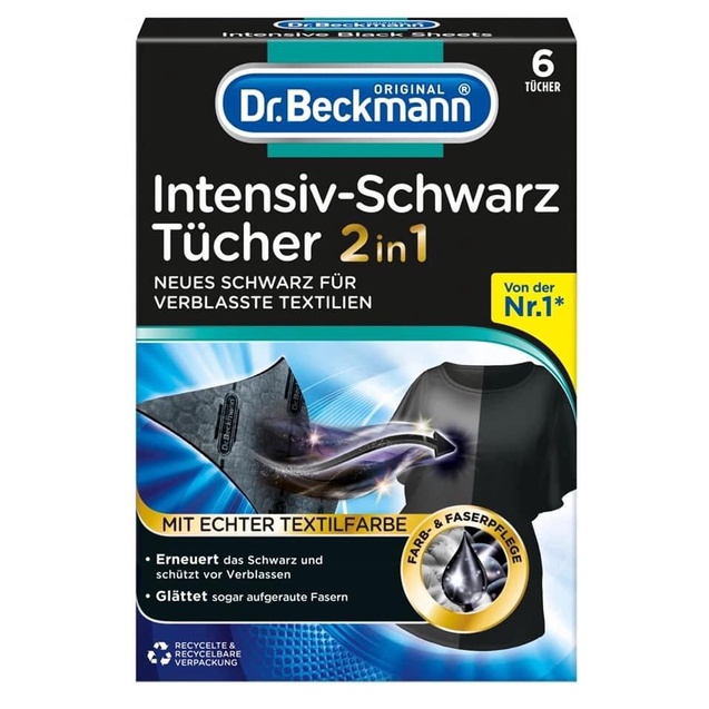 GIẤY GIẶT GIỮ MÀU ĐỒ ĐEN. Dr.BECKMANN INTENSIV- SCHWART TÜCHER 2 in1