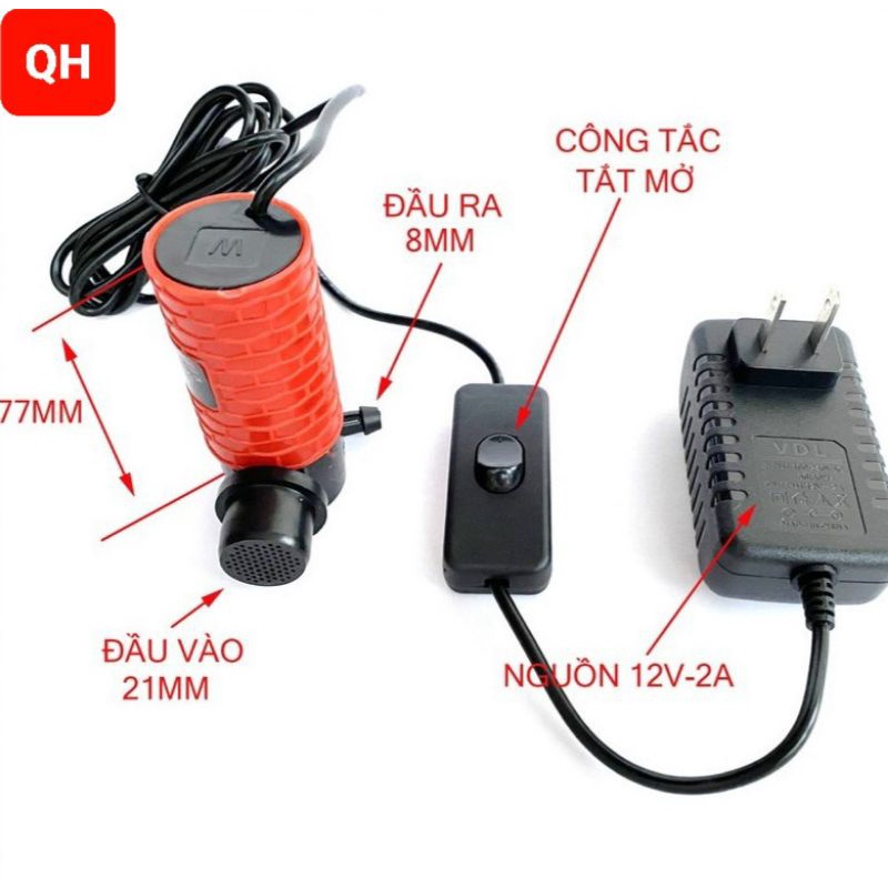 Bơm  mini chìm 12v dùng cho máy cắt rãnh tường ,máy khoan bể cá