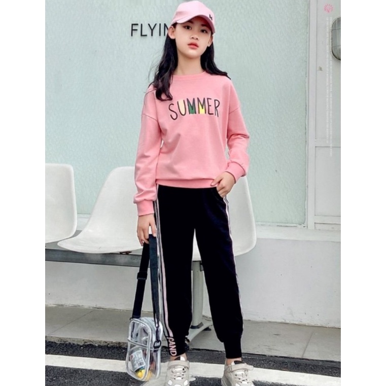 Bộ thu đông bé gái 18-45kg, quần áo thu đông bé gái 5-14 tuổi SUMMER vải da cá dày dặn, hàng may kĩ.SM39