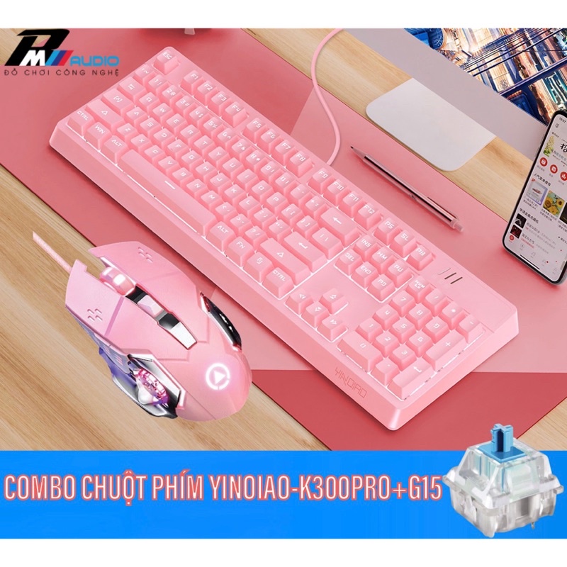 COMBO BÀN PHÍM CƠ CÓ DÂY K300PRO  LED RGB 22 CHẾ ĐỘ VÀ CHUỘT G15. SỬ DỤNG CHO MÁY TÍNH LAPTOP-BẢO HÀNH LỖI 1 ĐỔI 1