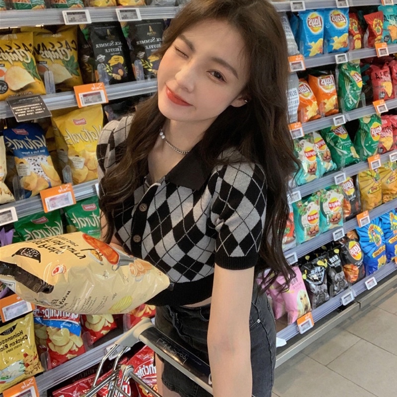 [Ảnh thật ở cuối 👍] Áo khoác len cardigan kẻ sọc caro phong cách Hàn Quốc thời trang cho nữ | BigBuy360 - bigbuy360.vn
