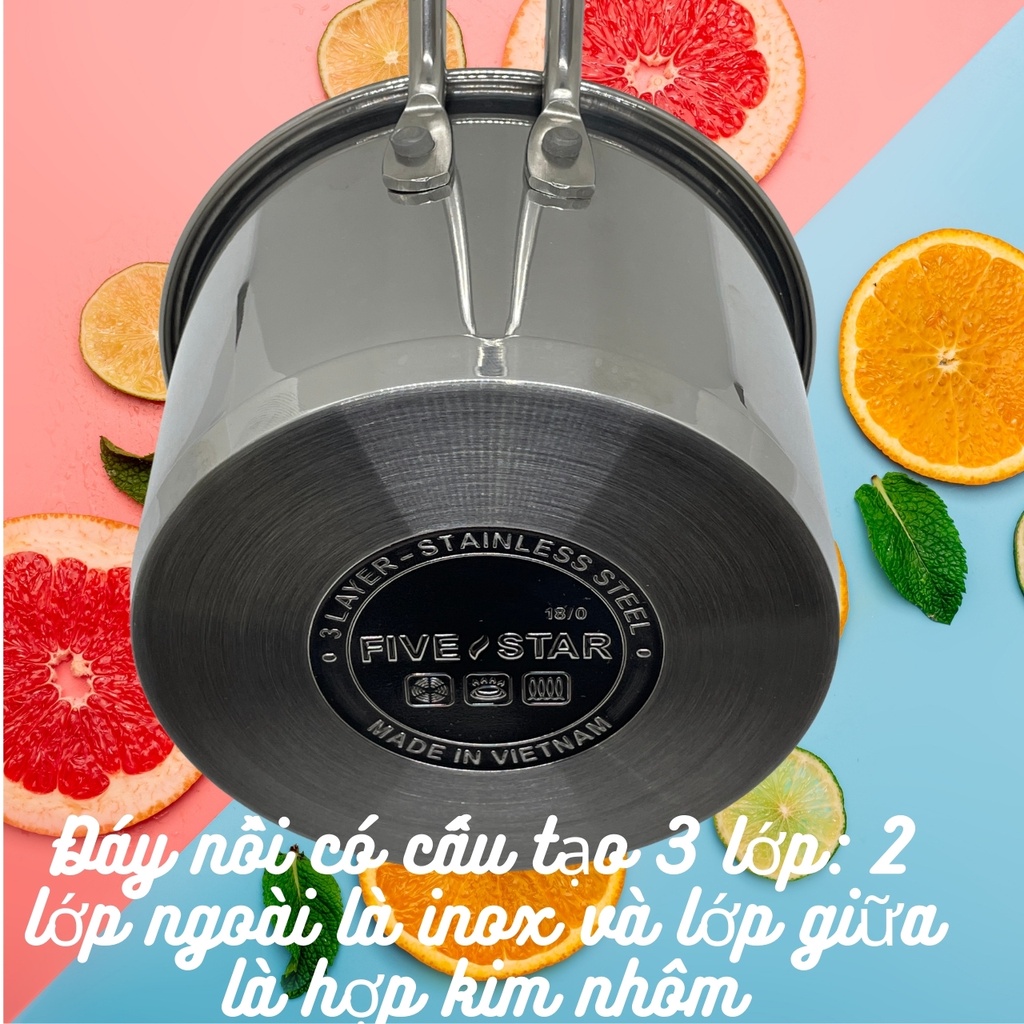 Nồi fivestar quấy bột, quánh nấu bột chống dính, nồi nấu mì, cháo, xoong nồi bếp từ - Vkmart