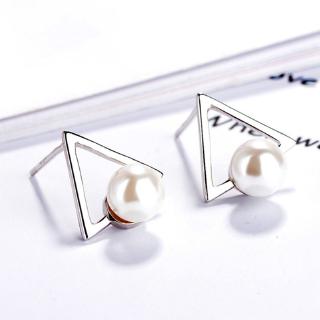 Bông Tai Tam Giác Đính Ngọc Trai Nhân Tạo Thời Trang
