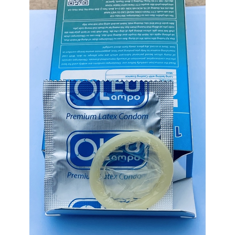 Bao cao su Siêu mỏng x2 Gel Oleo Cooling bạc hà, Bcs kéo dài thời gian quan hệ.