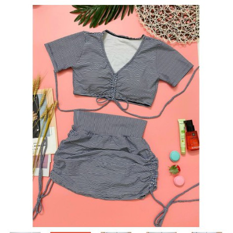 Bikini, Đồ Bơi Đi Biển Hai Mảnh Áo Rút Ngực Quần Rút Dây Hai Bên Hông Dễ Thương BKN 18