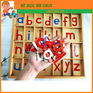 Giáo cụ Montessori - Bảng chữ cái nguyên âm phụ âm. Khay đựng chữ cái
