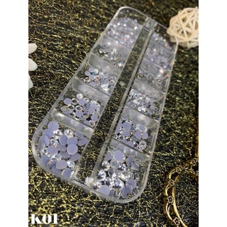 Đá chân lưới mix size màu trắng