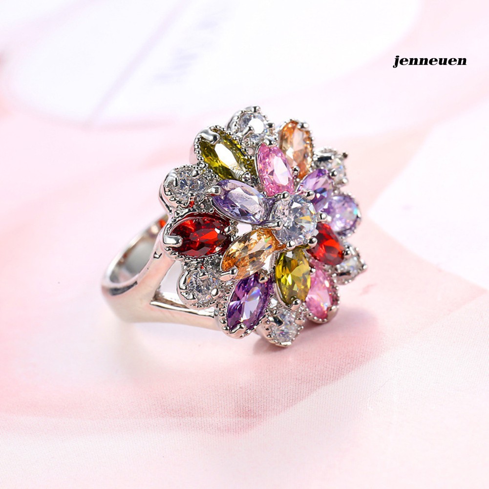 Nhẫn Đính Hôn Đính Đá Nhiều Màu Sắc Cho Nữ