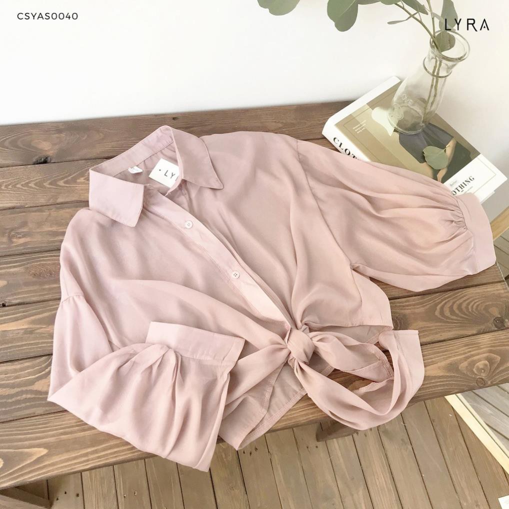 Áo sơ mi nữ buộc vạt LYRA, vải voan mềm form rộng nhẹ nhàng phong cách Hàn Quốc-CSYAS0040 ྇