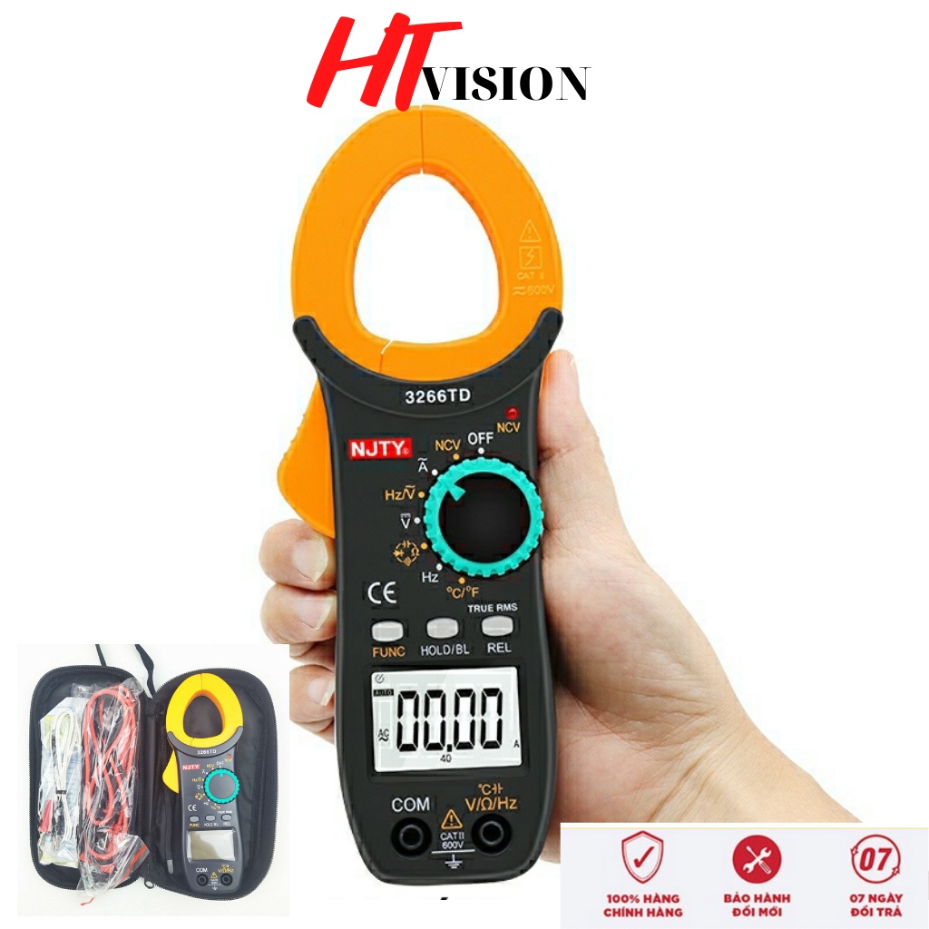 Kìm ampe kế NJTY 3266TD van năng  đo tụ, tần số, nhiệt độ, điện trở, điện áp, dễ sử dụng-đồng hồ kẹp dòng vạn năng NJTY