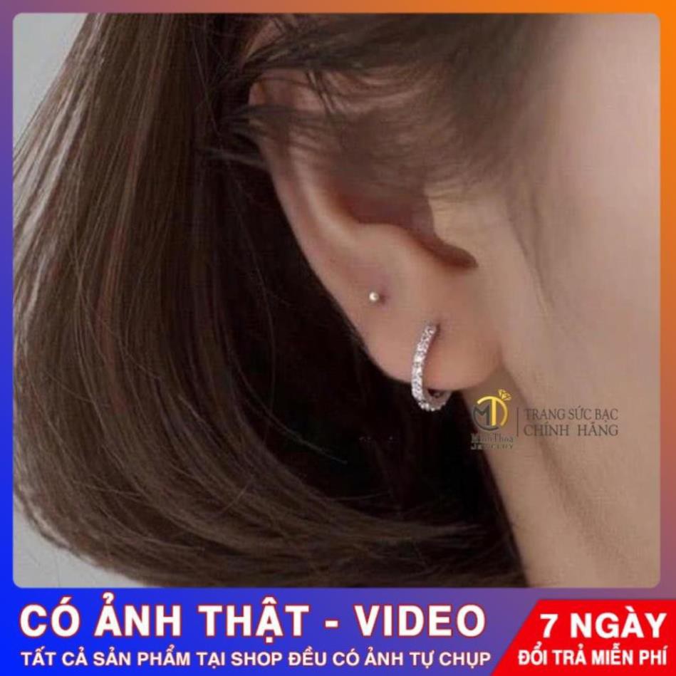 Bông tai, Khuyên hoa tai bạc đính đá ôm sát tai phong cách Hàn Quốc Thoa JEWELRY