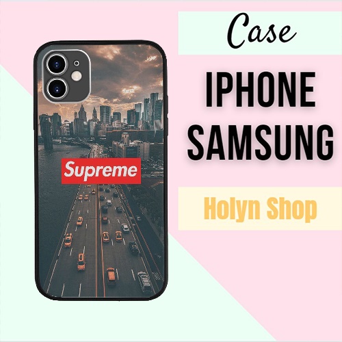 Ốp Màu Đen In Hình SUPREME xa lộ thành phố sang chảnh đẳng cấp Hot Trend Cao Cấp mcm cho IPHONE SAMSUNG SUPPOD00263