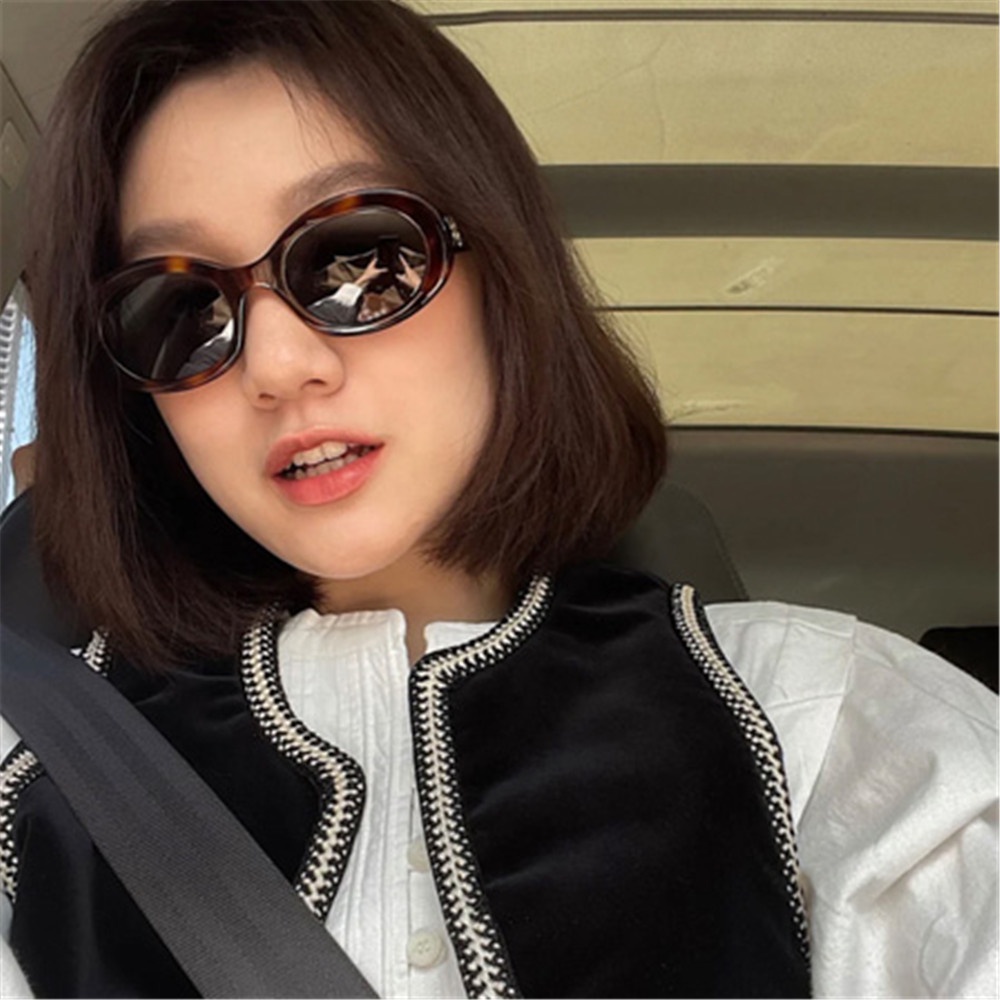 Kính Mát Hình Oval Màu Sắc Macaron Phong Cách Hàn Quốc Cho Nam Và Nữ