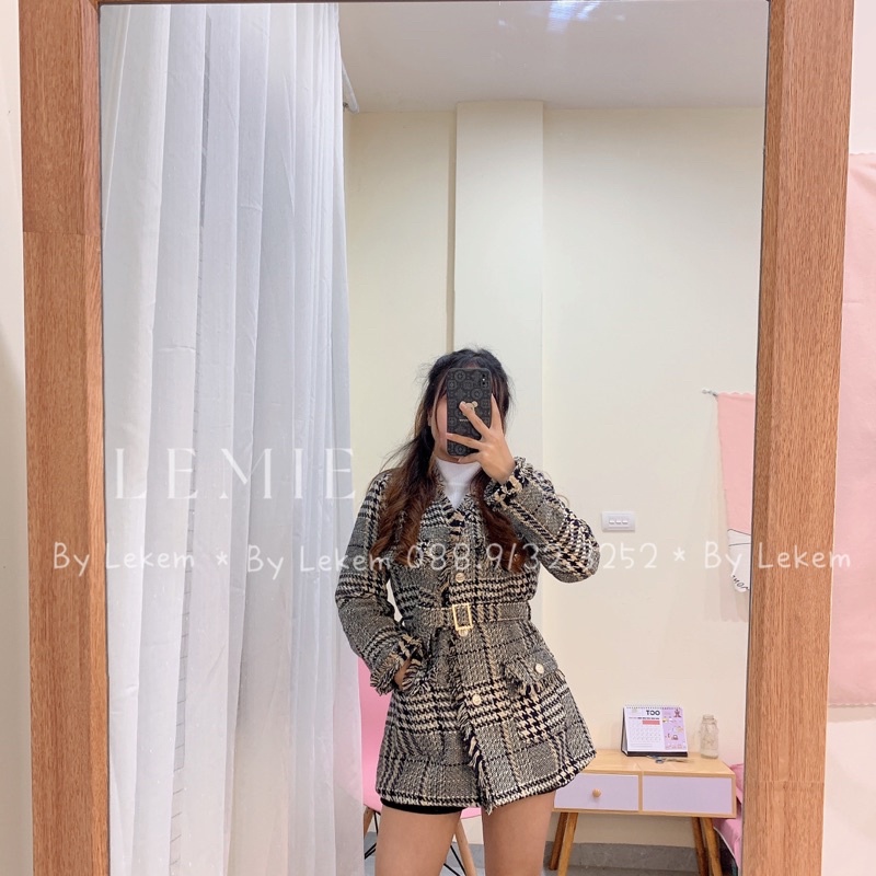 Áo Dạ Tweed Dáng Dài Kèm Đai Thắt Eo Mã T023  Áo Khoác Dạ Nữ Phong Cách Hoàng Gia Tiểu Thư Có Ảnh Thật Lekemqc
