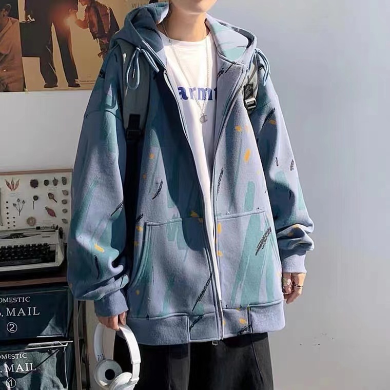 Áo Khoác Hoodie Họa Tiết Rằn Ri Cá Tính phong cách Hàn Quốc from rộng jacket thời trang áo hoodie dây kéo