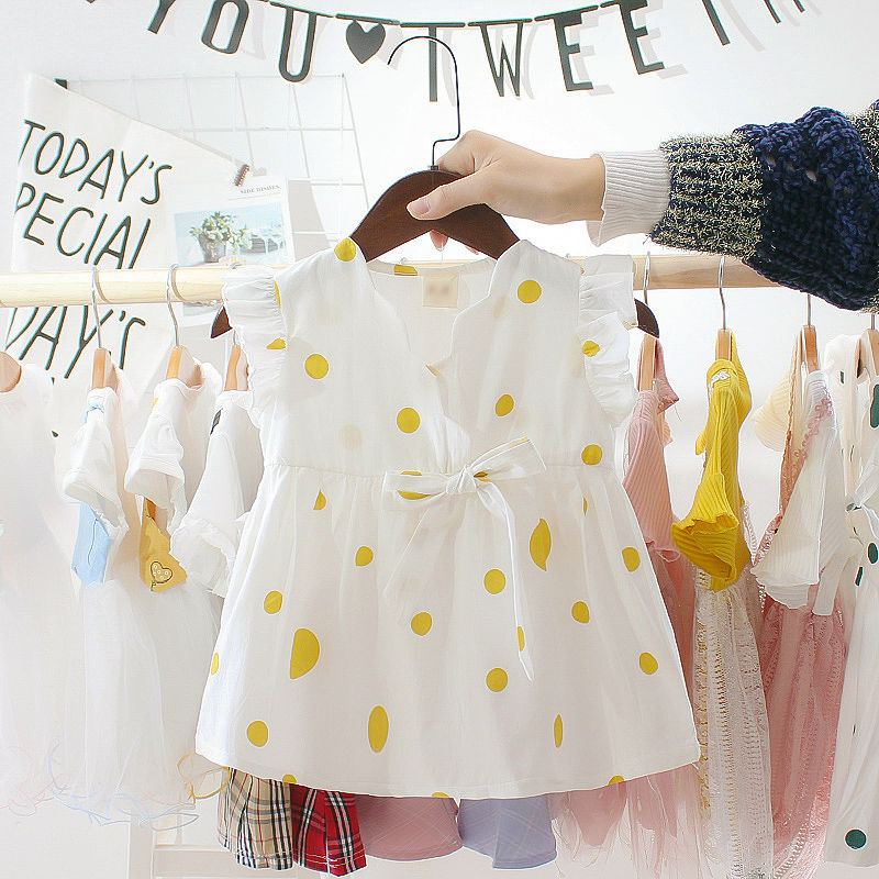 Đầm Công Chúa Không Tay In Họa Tiết Dễ Thương Cho Bé Gái Từ 0-4 Tuổi