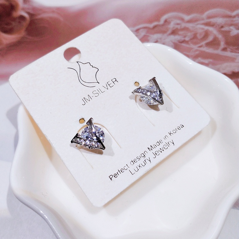 [Jiudoulan] Bông Tai Bạc Kim Cương Chữ V Tinh Tế Cho Nữ