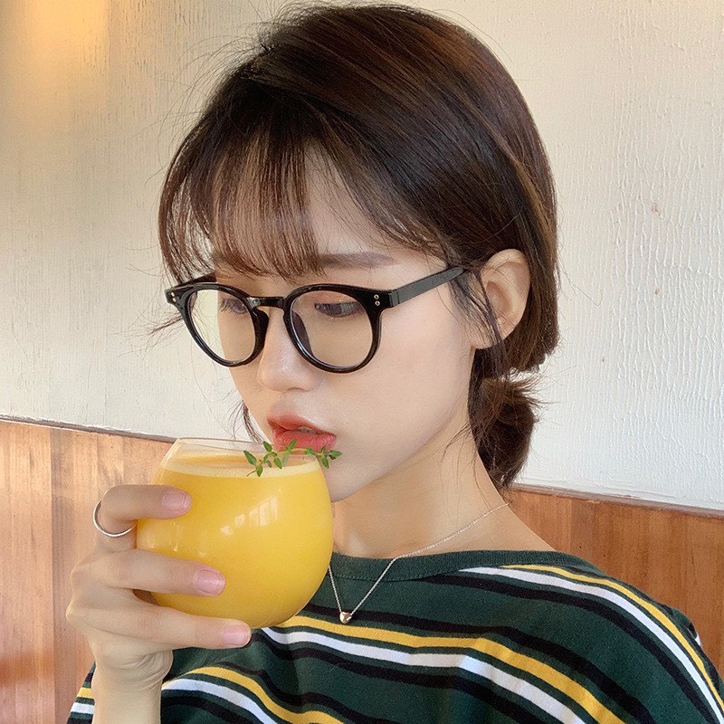 Kính giả cận form tròn cute 2 chấm dọc _ LOOK