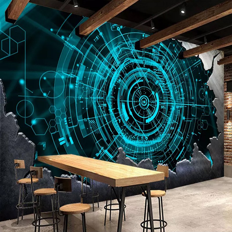 Annagood Giấy Dán Tường Nghệ Thuật Hiện Đại 3D Bằng Thép Công Nghệ Trừu Tượng Trang Trí Nhà Hàng Quán Bar Papel De Parede