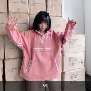 Áo khoác dù sọc phối tay caro