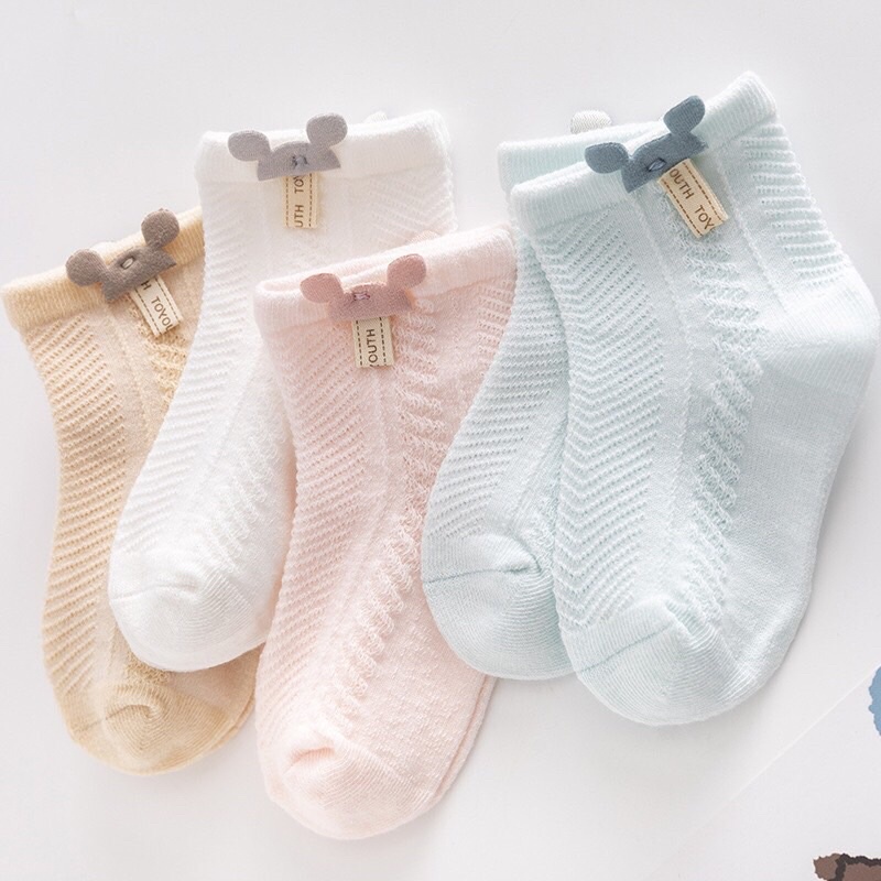 Set 4  tất lưới nằm điều hoà cho bé 0-3 tuổi bé trai bé gái