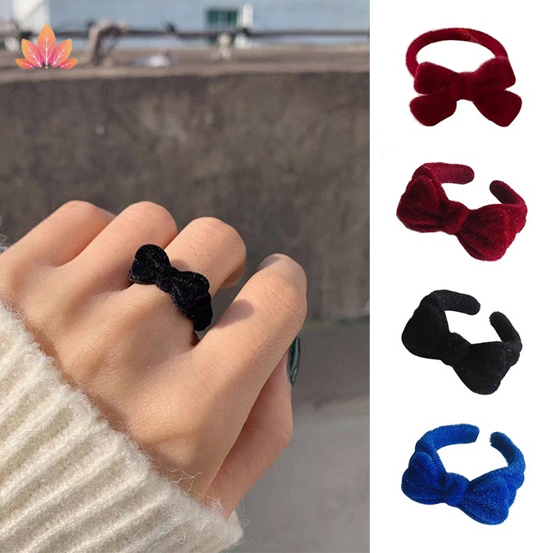 Mới Nhẫn Đeo Ngón Tay JP5 Hình Nơ Vải Nhung Màu Xanh Lam Phong Cách Vintage Thời Trang Cho Nữ