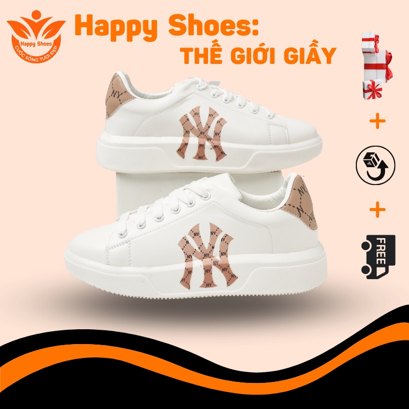 Giầy Thể Thao Nam Nữ MC Queen Trắng Nâu - Giày Sneaker Unisex Trang Nhã, Độn Đế Tăng Chiều Cao, Dáng Hàn Quốc Hot Trend