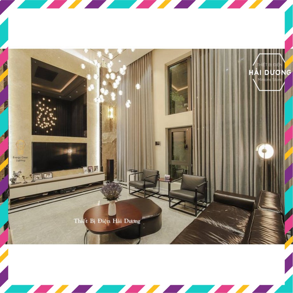 Bộ 15 Đèn thả thông tầng pha lê giọt nước thủy tinh tiết kiệm điện dễ thay thế Tặng kèm đế chung tròn và bóng LED