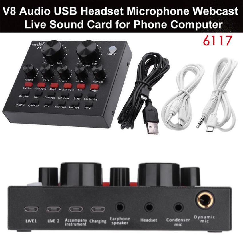 [NEW 9/2020] BỘ SOUND CARD V8 CÓ AUTO TONE CHO MIC THU ÂM - KARAOKE FULLBOX SHOP YÊU THÍCH