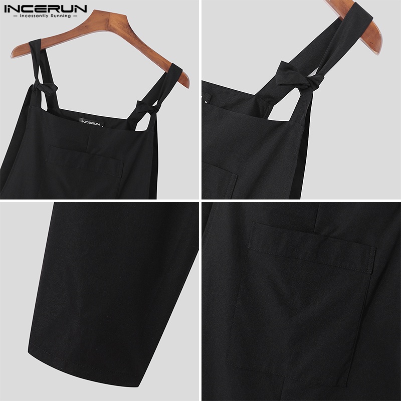 Bộ áo liền quần INCERUN hai dây màu trơn 3 màu thời trang dành cho nam